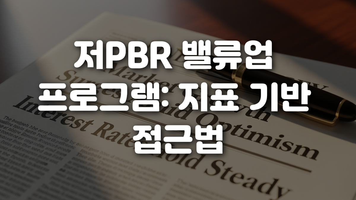 저PBR 밸류업 프로그램 지표 기반 접근법