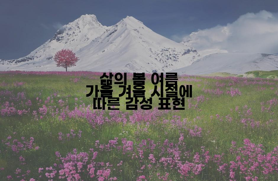 삶의 봄 여름 가을 겨울 시절에 따른 감성 표현
