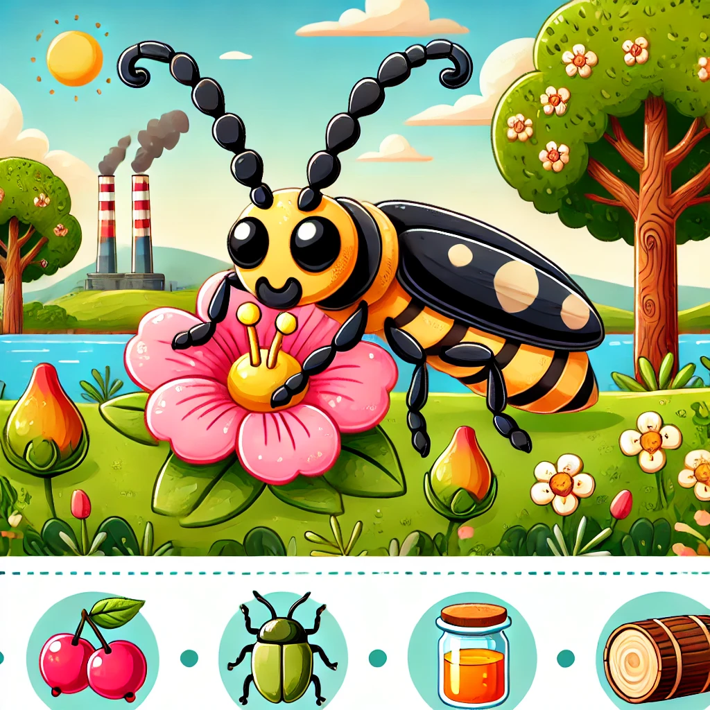 하늘소 성충 먹이