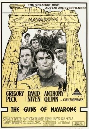 그레고리 펙, 데이비드 니븐, 앤서니 퀸 등 당대 최고 배우 열연한 영화 나바론 요새 포스터.
