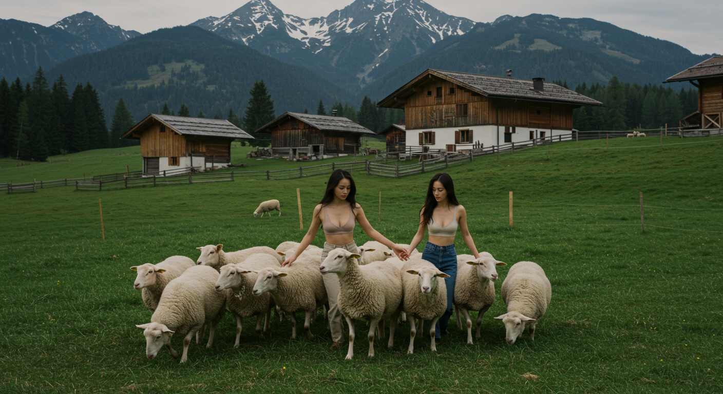 양을 돌보는 여성들
