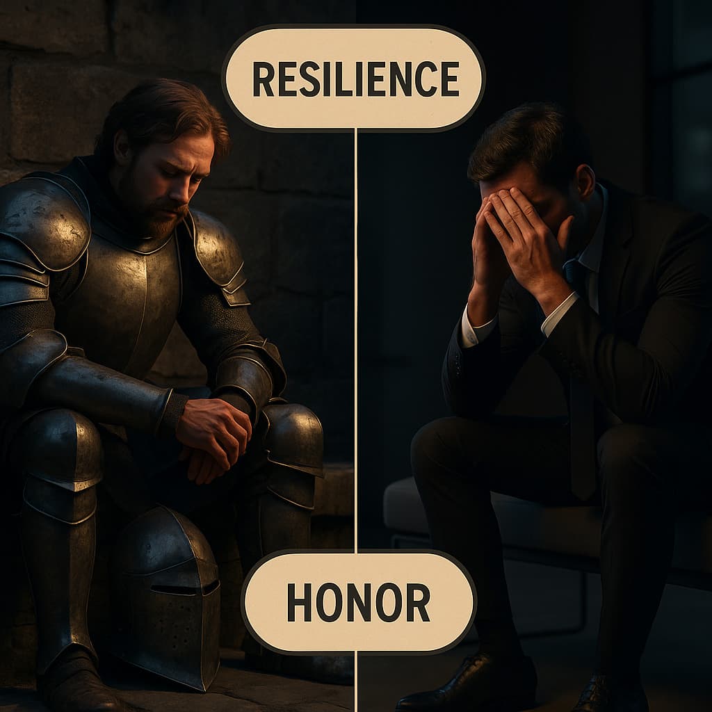 실패한 명예(honor)을 회복(resilience) 고민하는 중세기사와 현대 리더의 모습