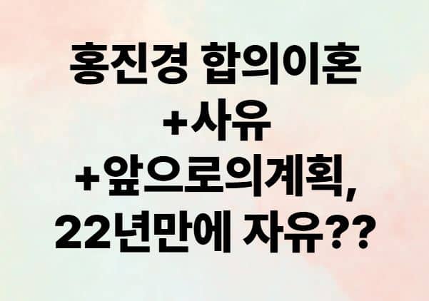 홍진경 합의이혼+사유+앞으로의계획, 22년만에 자유??