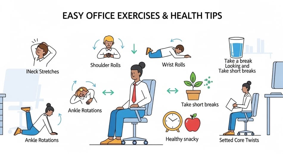 의자에 앉아서 쉽게 따라할 수 있는 사무실 운동과 건강 관리 방법