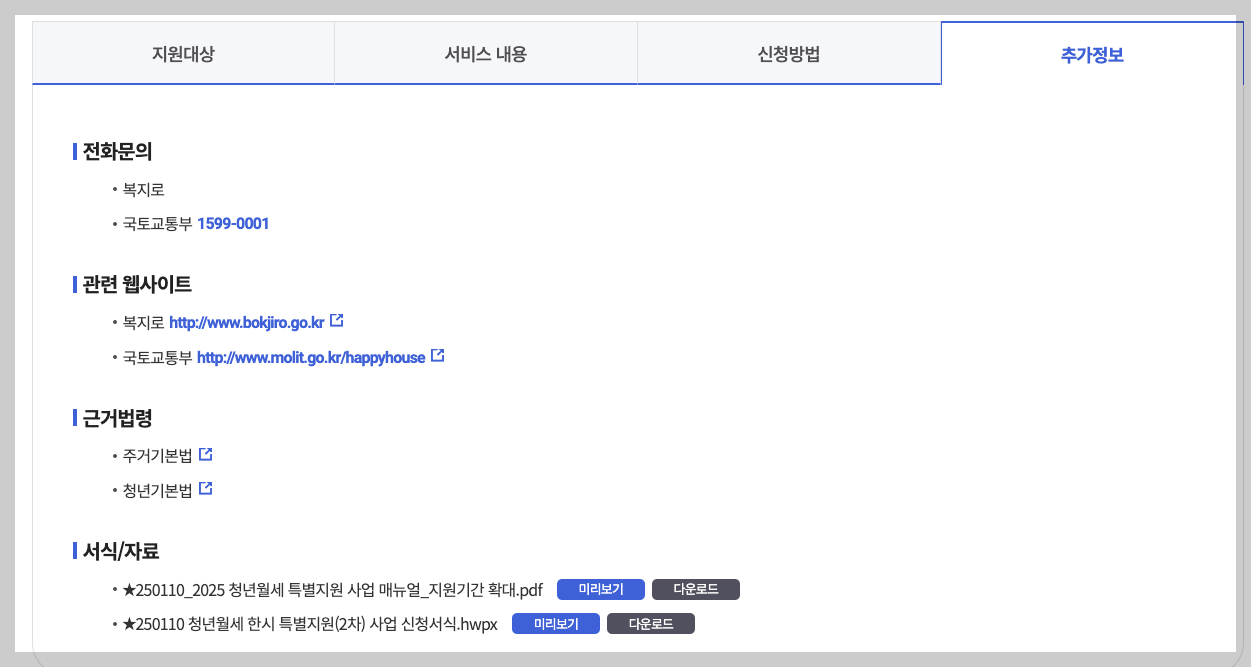 2025년 청년 월세지원금 특별 지원 신청 방법 및 서류 3분 정리