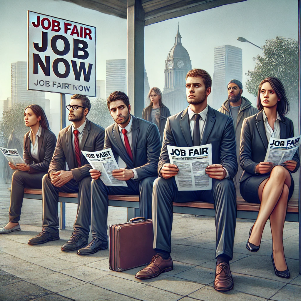 직장을 구하는 남녀의 모습