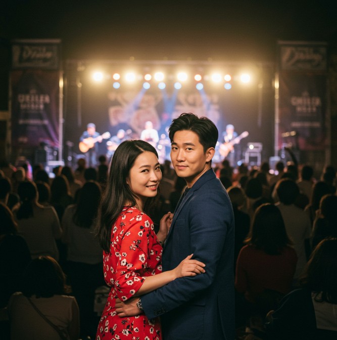 음악축제에서 즐기고 있는 모습의 이미지