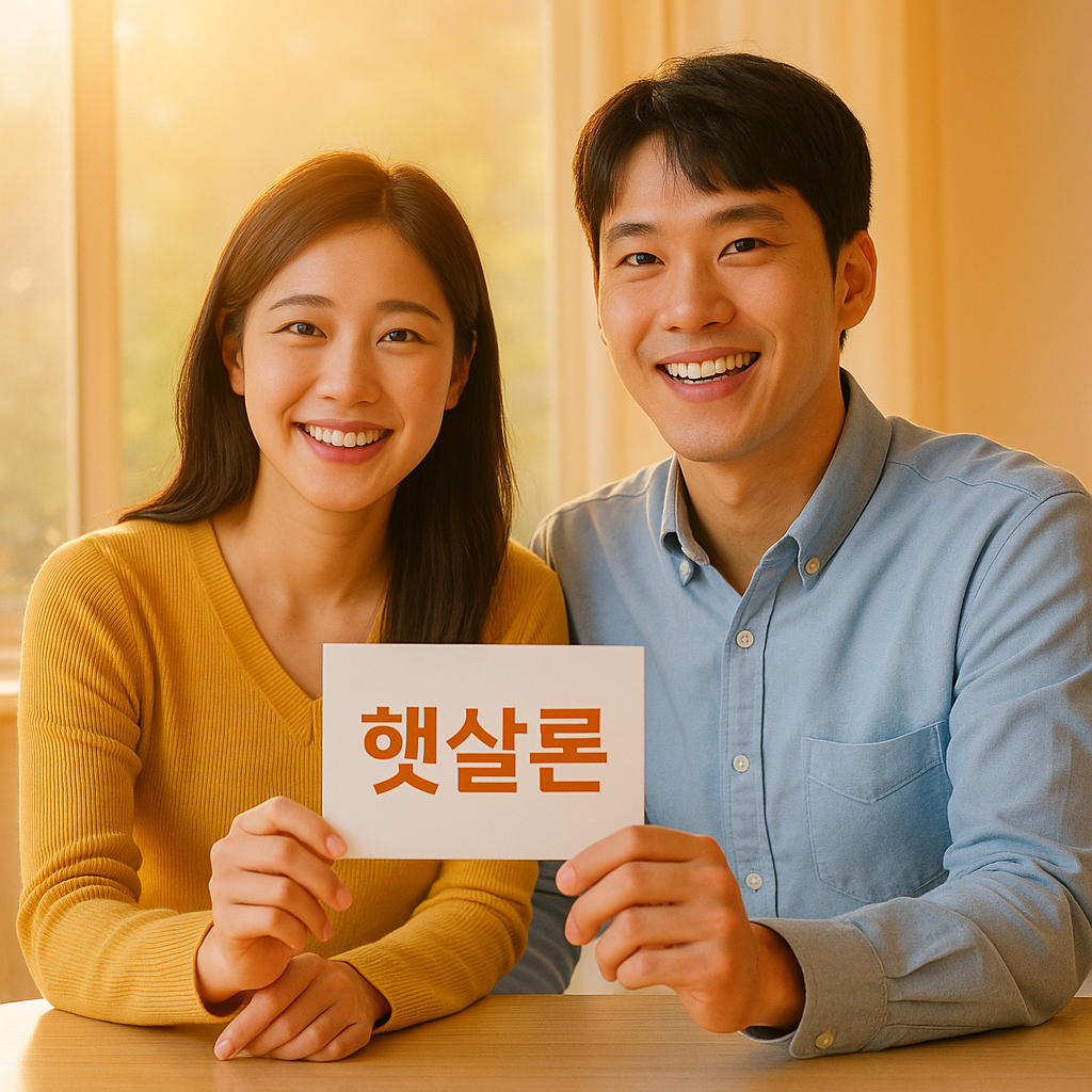 햇살론 대출 정보를 확인하는 청년 남녀의 희망 가득한 모습