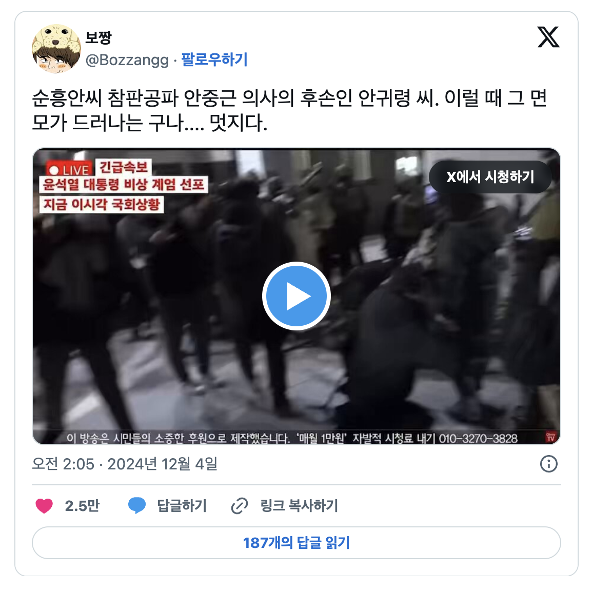 안귀령 안중근 후손
