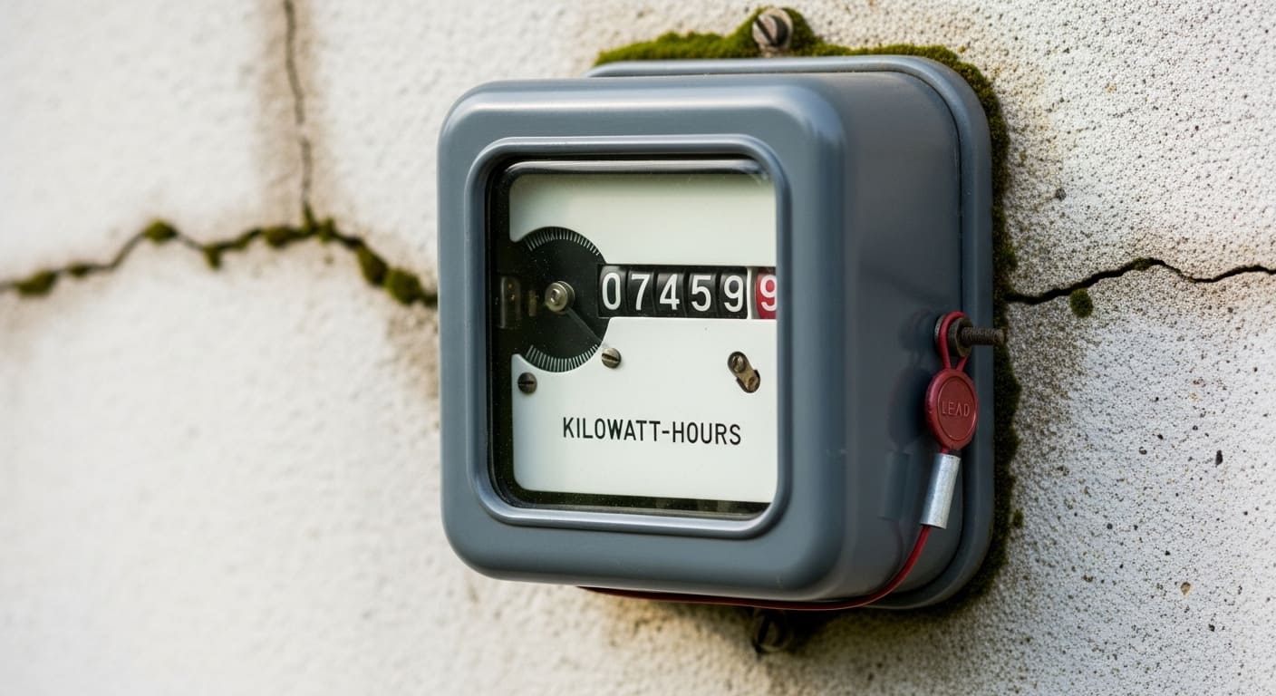 전력 사용량을 기록하는 전기 계량기 모습