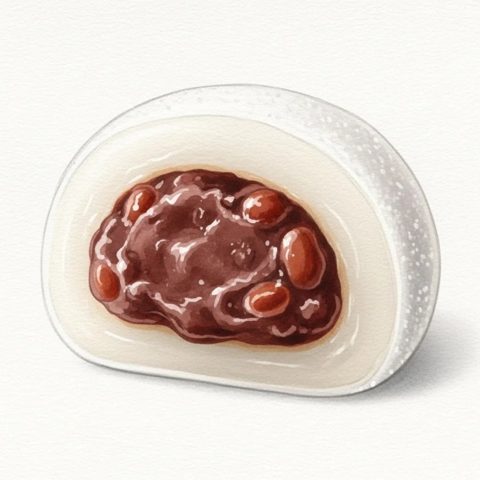 달콤한 팥앙금이 가득한 찹쌀떡 단면