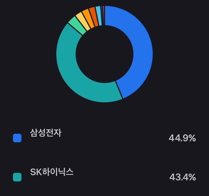 리밸런싱 후 삼성전자 비중 44.9%, SK하이닉스 43.4%