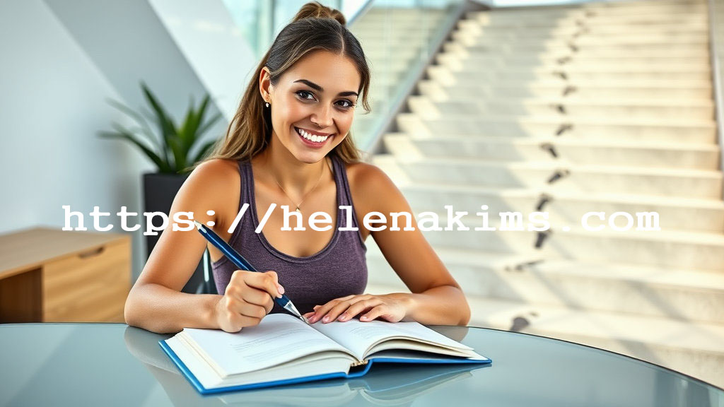 한 여성이 운동 후 기록하는 모습