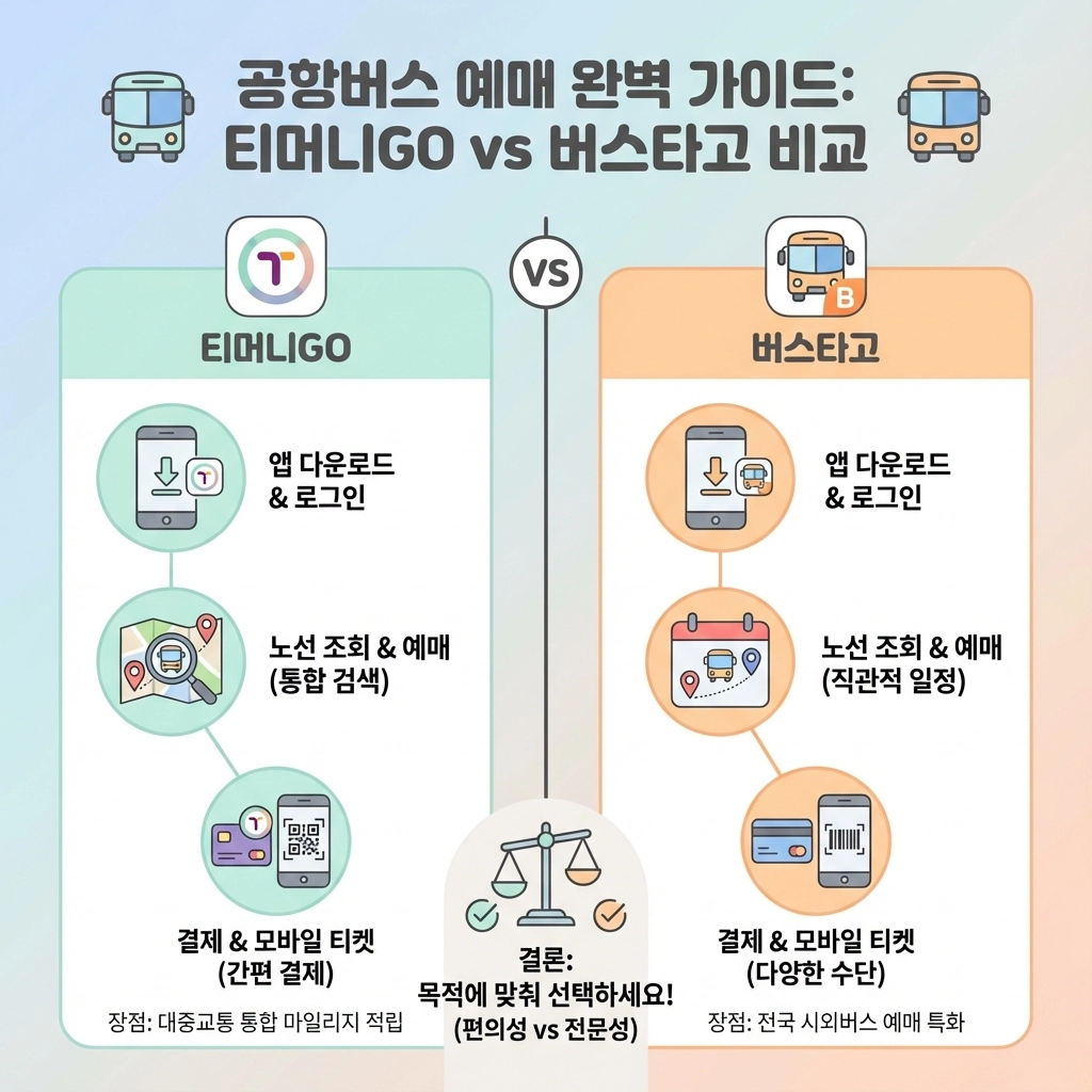 공항버스 앱 예매 완벽 가이드 티머니GO vs 버스타고 비교