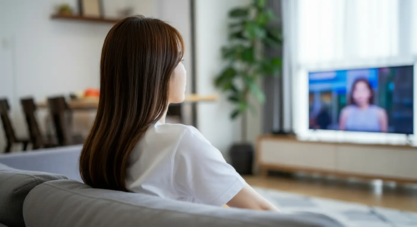 티비를 시청중인 여성