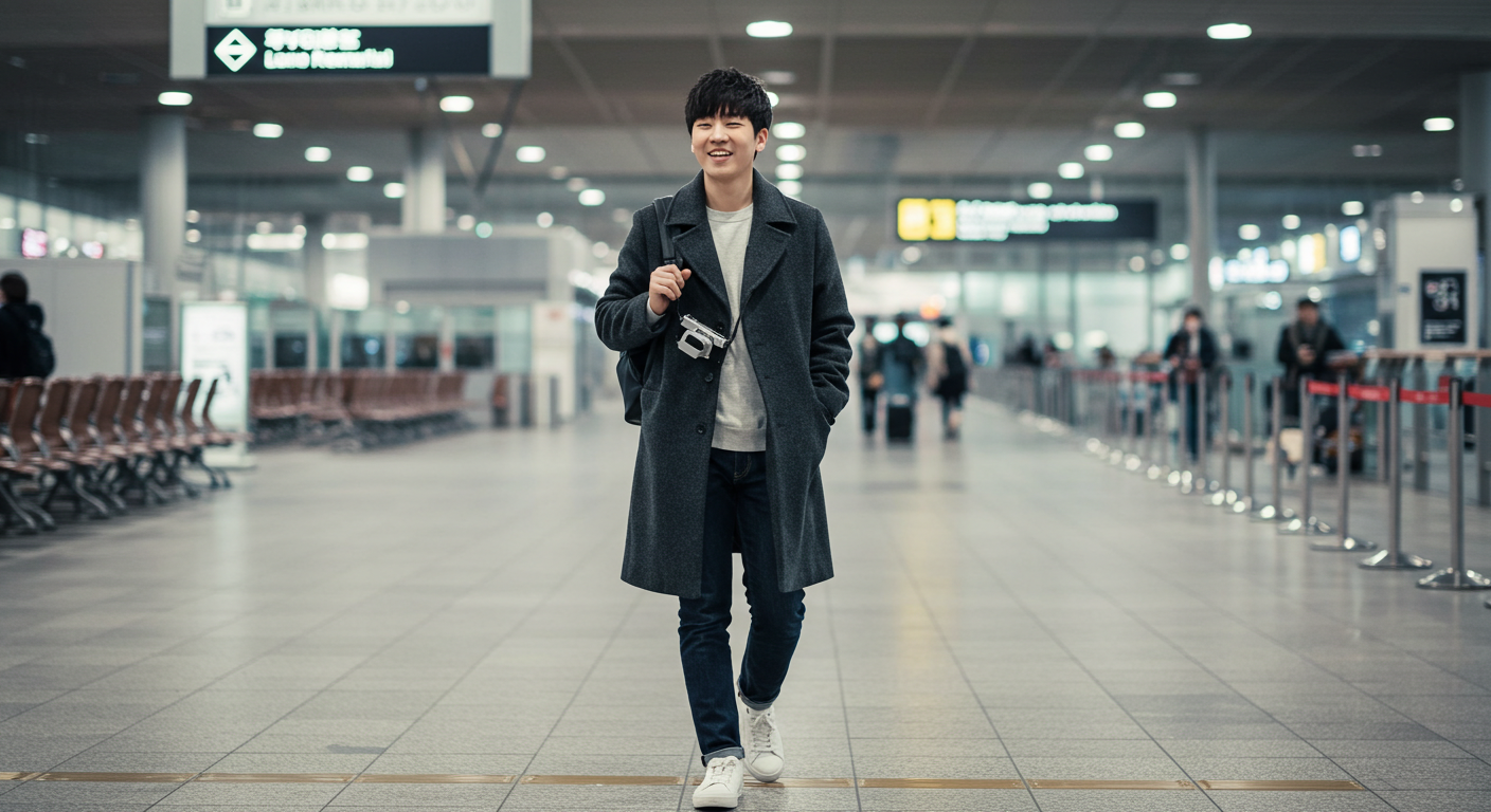 공항에 도착한 남자