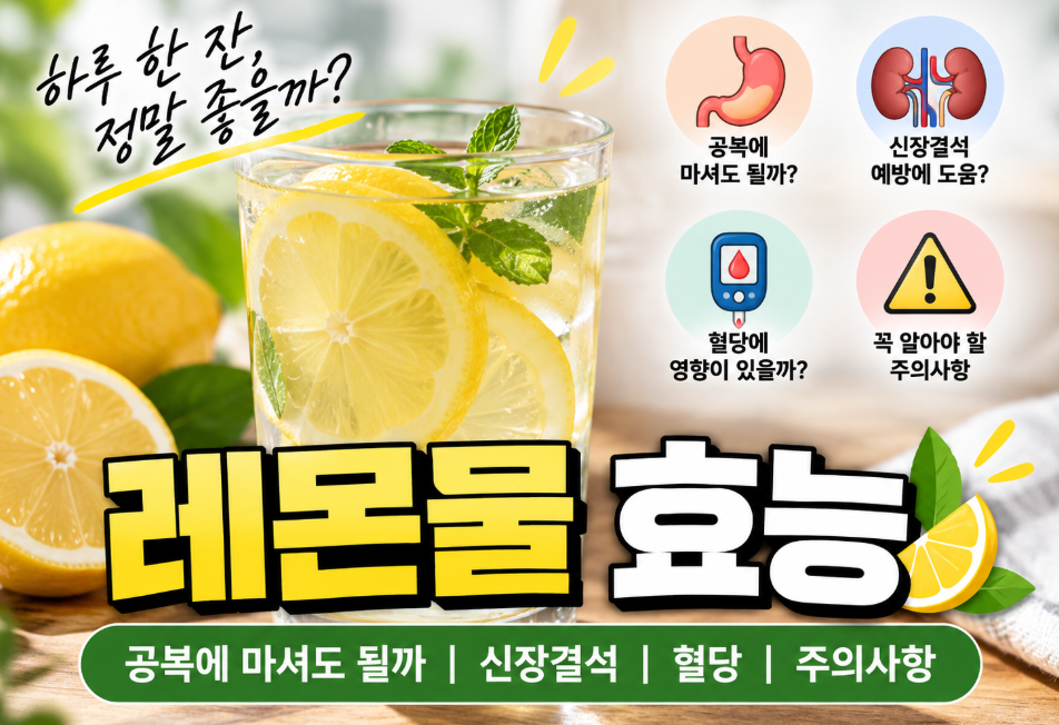 레몬물 효능｜공복에 마셔도 될까&middot;신장결석&middot;혈당&middot;주의사항