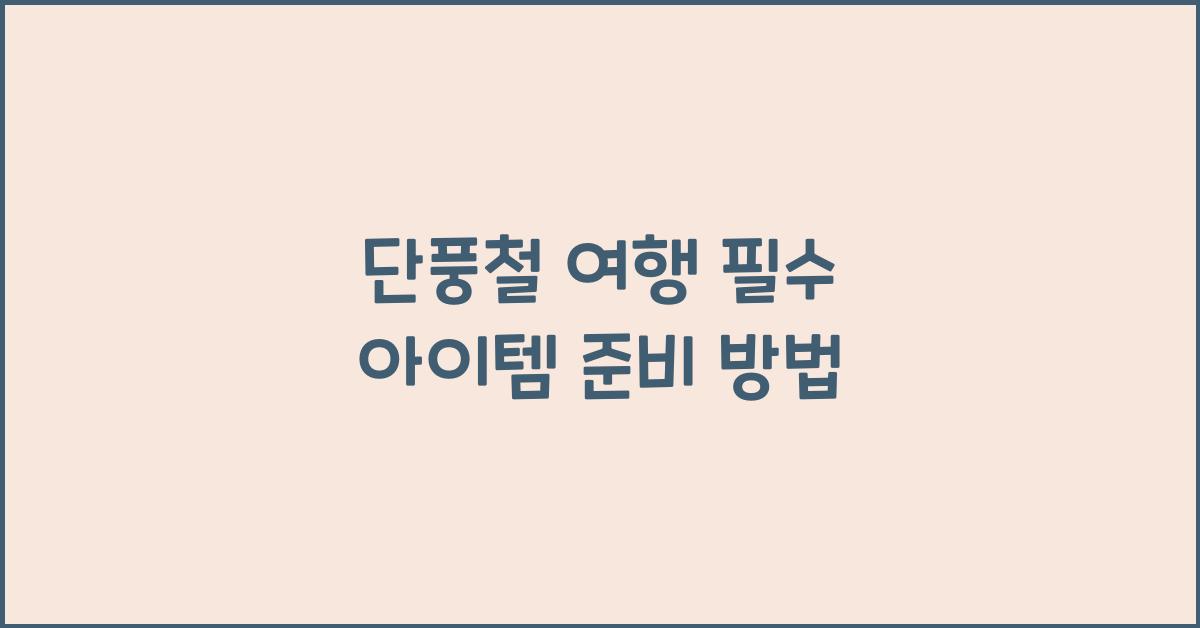 단풍철 여행 필수 아이템