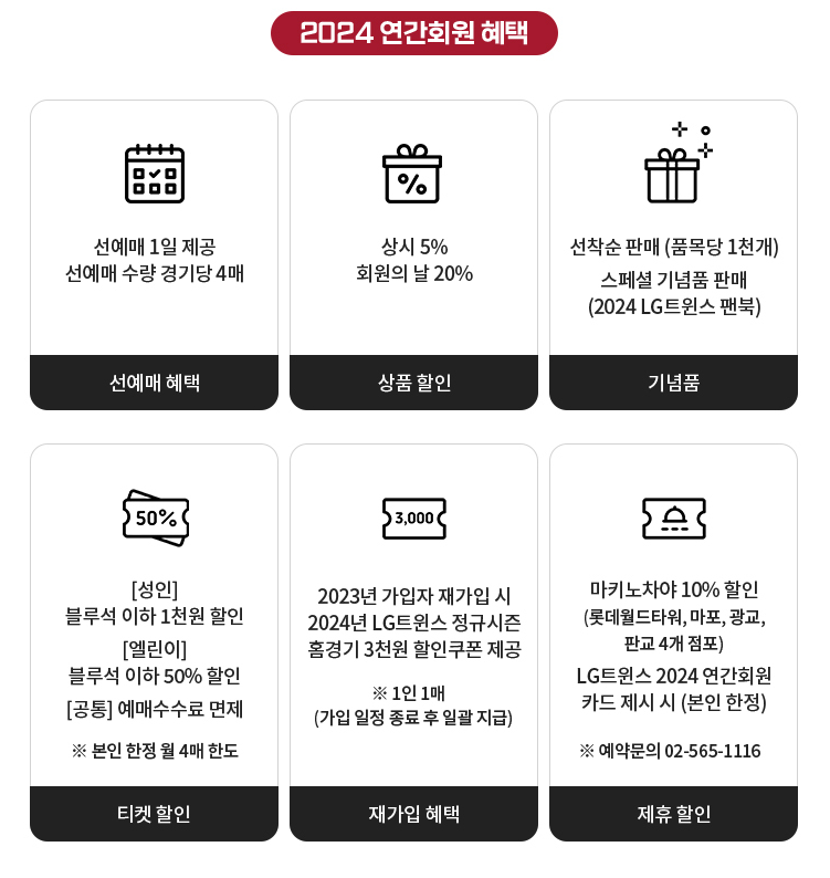 2024 엘지트윈스 연간회원 혜택