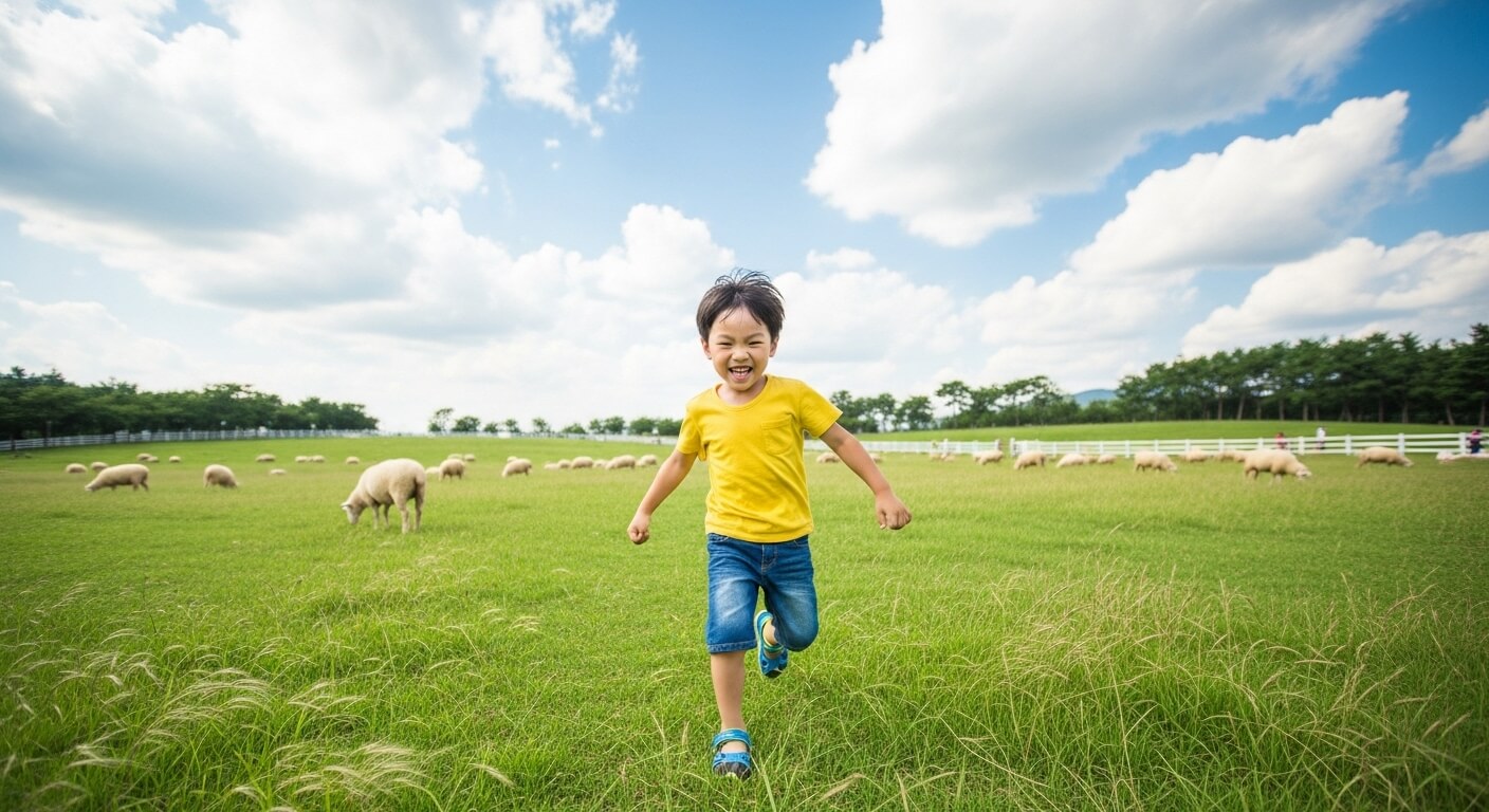 초등학교 여름방학 대관령 양떼목장