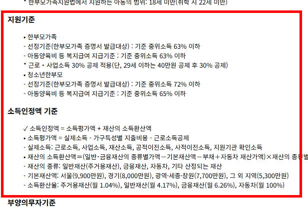 한부모가정 지원금 확인 홈페이지
