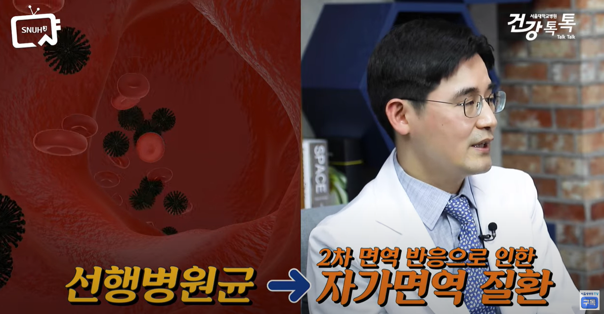 선행병원균에 의해서 2차 면역 반응으로 인한 자가면역질환