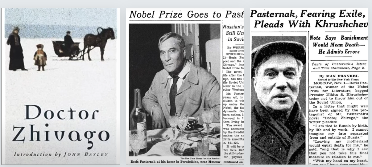 소설 닥터지바고, 노벨상 수상 및 거부 기사