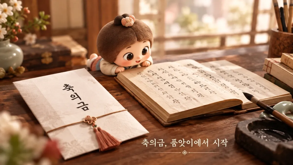 조선시대 부조록에 쌀과 품앗이를 기록하던 축의금 문화의 역사를 보여주는 이미지