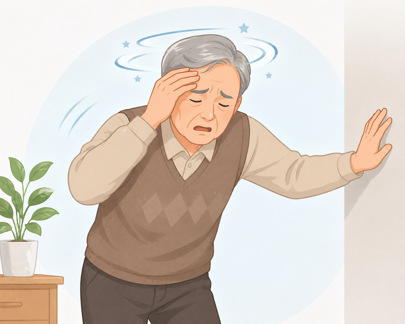 어지러워하는 노인 그림