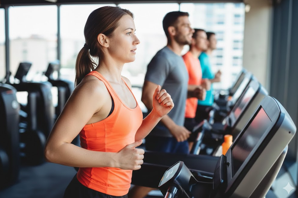 롱제비티를 실천하기 위해 고강도 운동을 하고 있는 여자