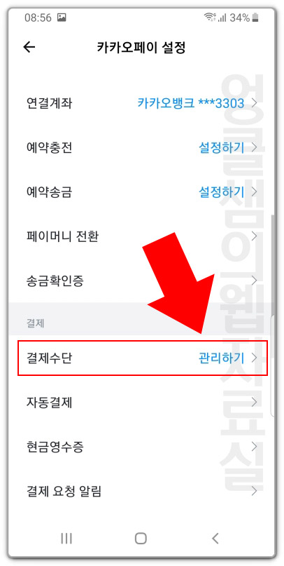 카카오페이 결제수단 관리