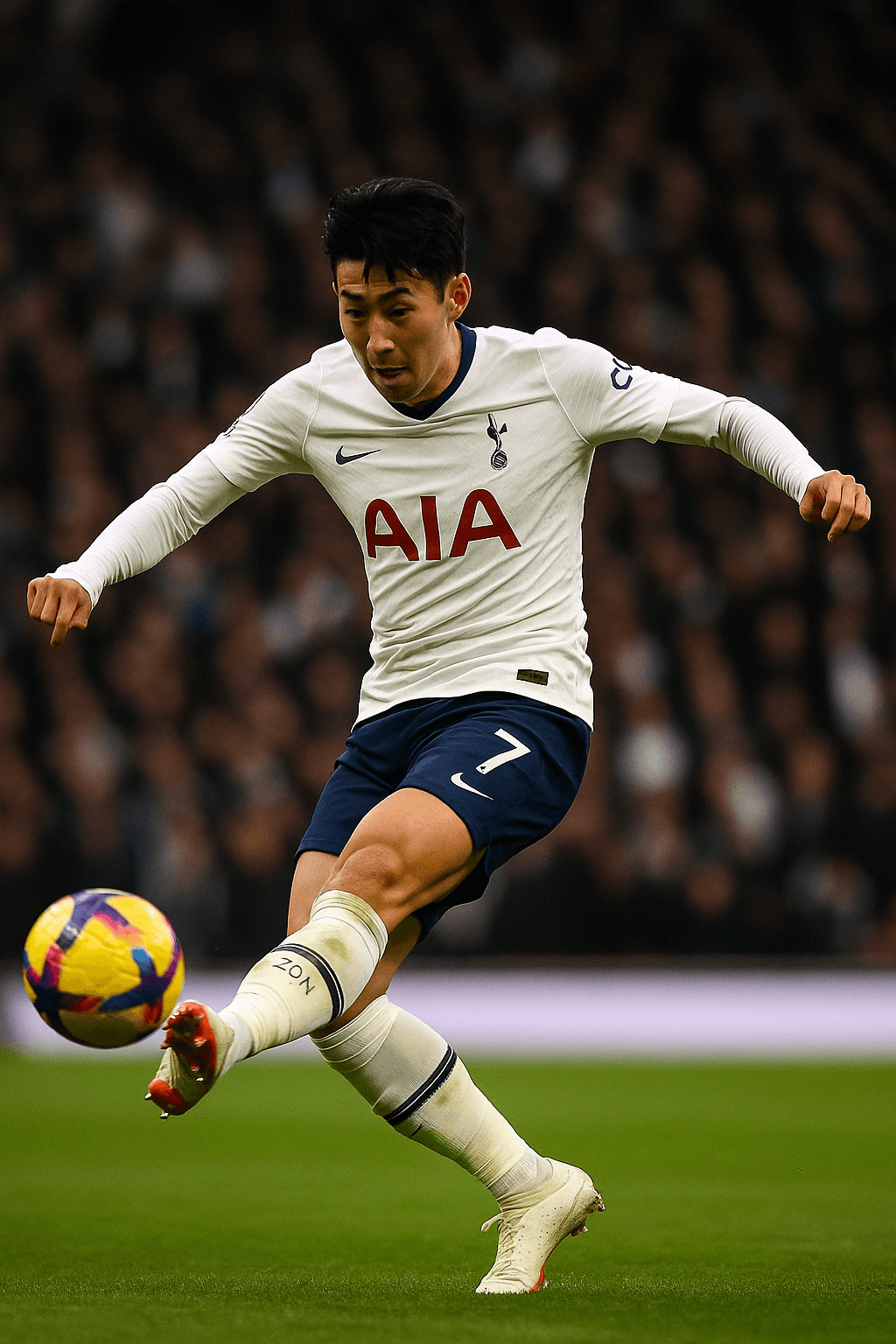 양발을 자유자재로 사용하는 손흥민이 왼발로 슛하는 모습