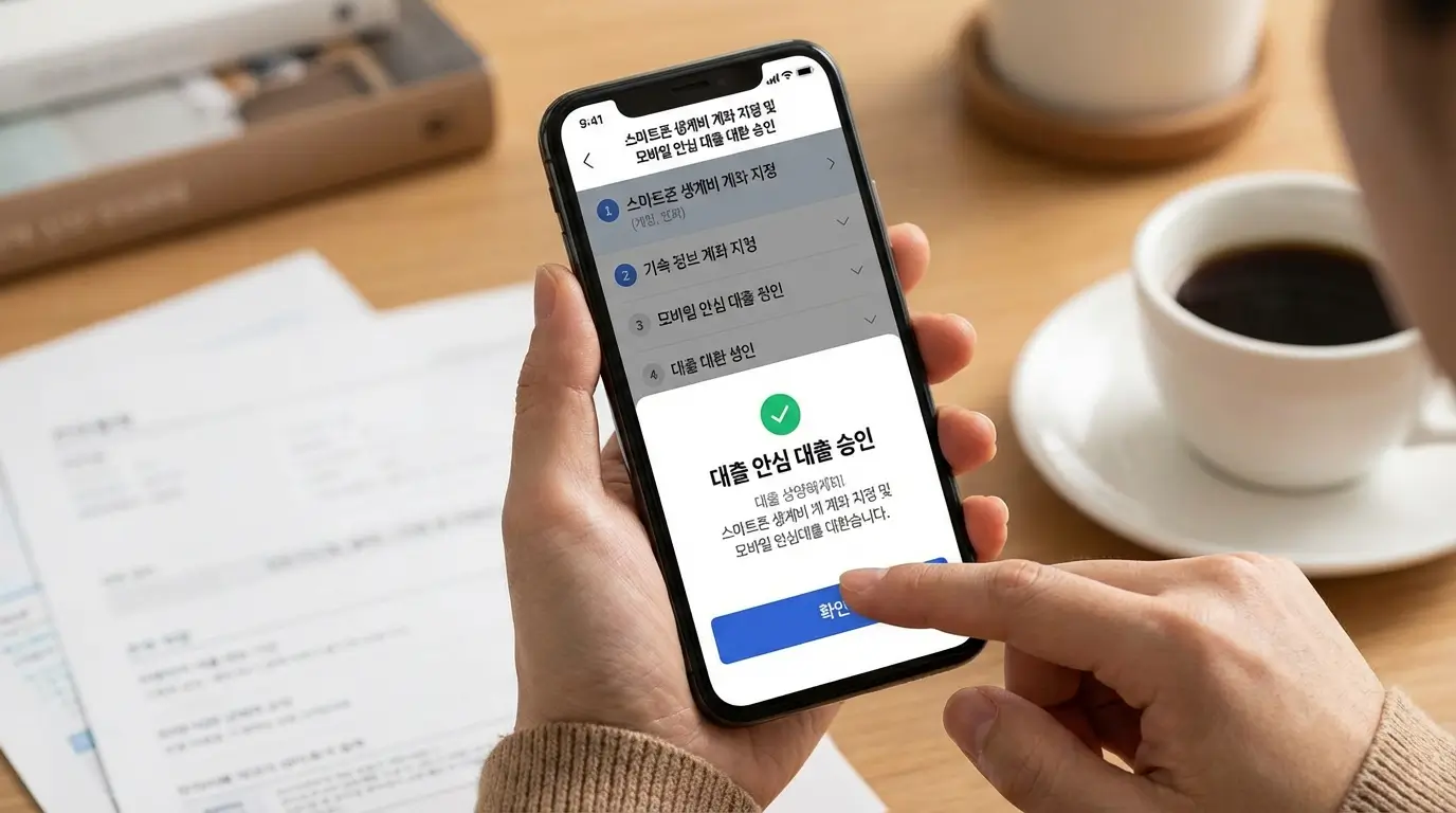 스마트폰 생계비 계좌 지정 방법 및 모바일 안심 대출 대환 승인