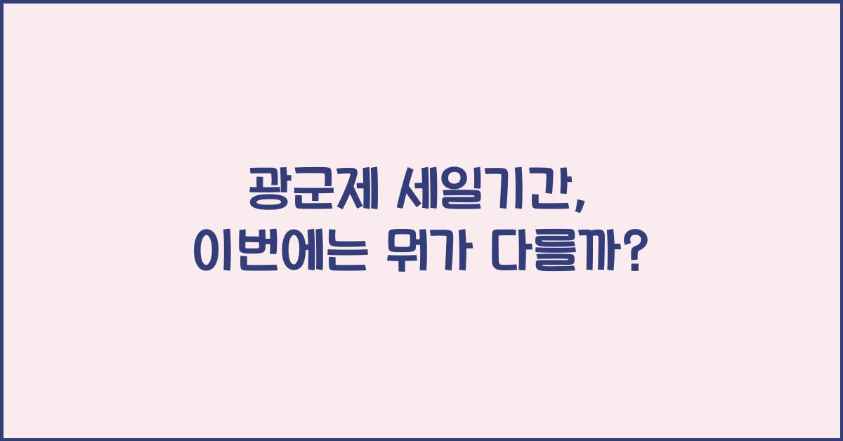 광군제 세일기간