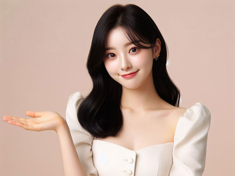 친절하게 안내하는 여성 이미지