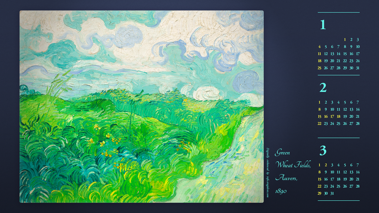09 오베르의 녹색 밀밭 B - 2026년2월 달력배경화면