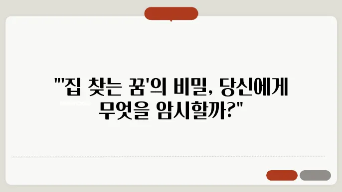 집 찾는 꿈 해몽