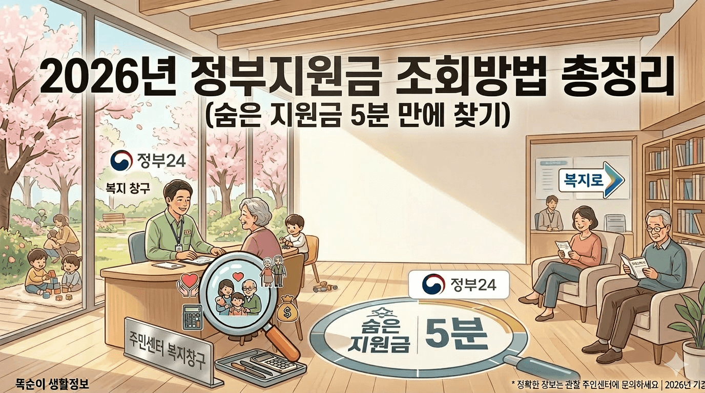 2026년 정부지원금 조회방법(숨은 지원금 찾기)