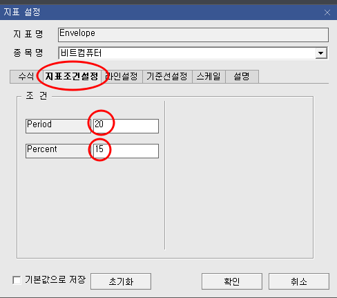 지표 조건 설정 창