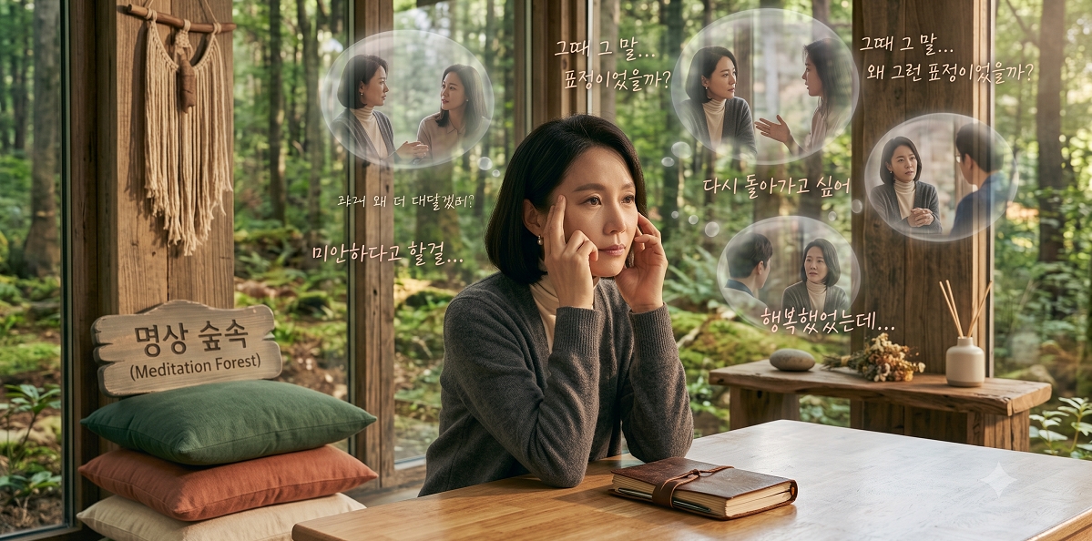 과거의 지난일을 고민하는 여성