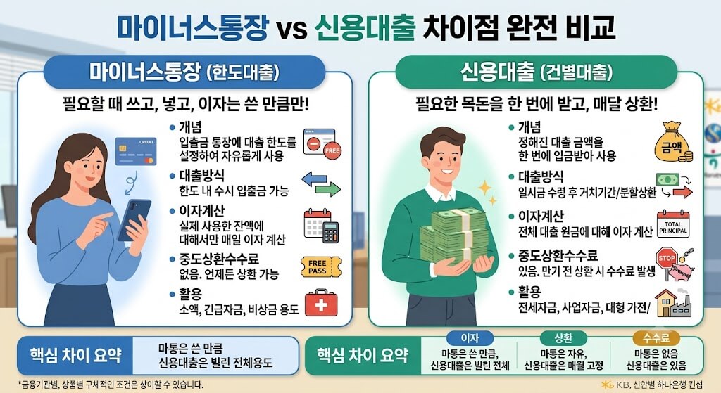 마이너스통장 vs 신용대출