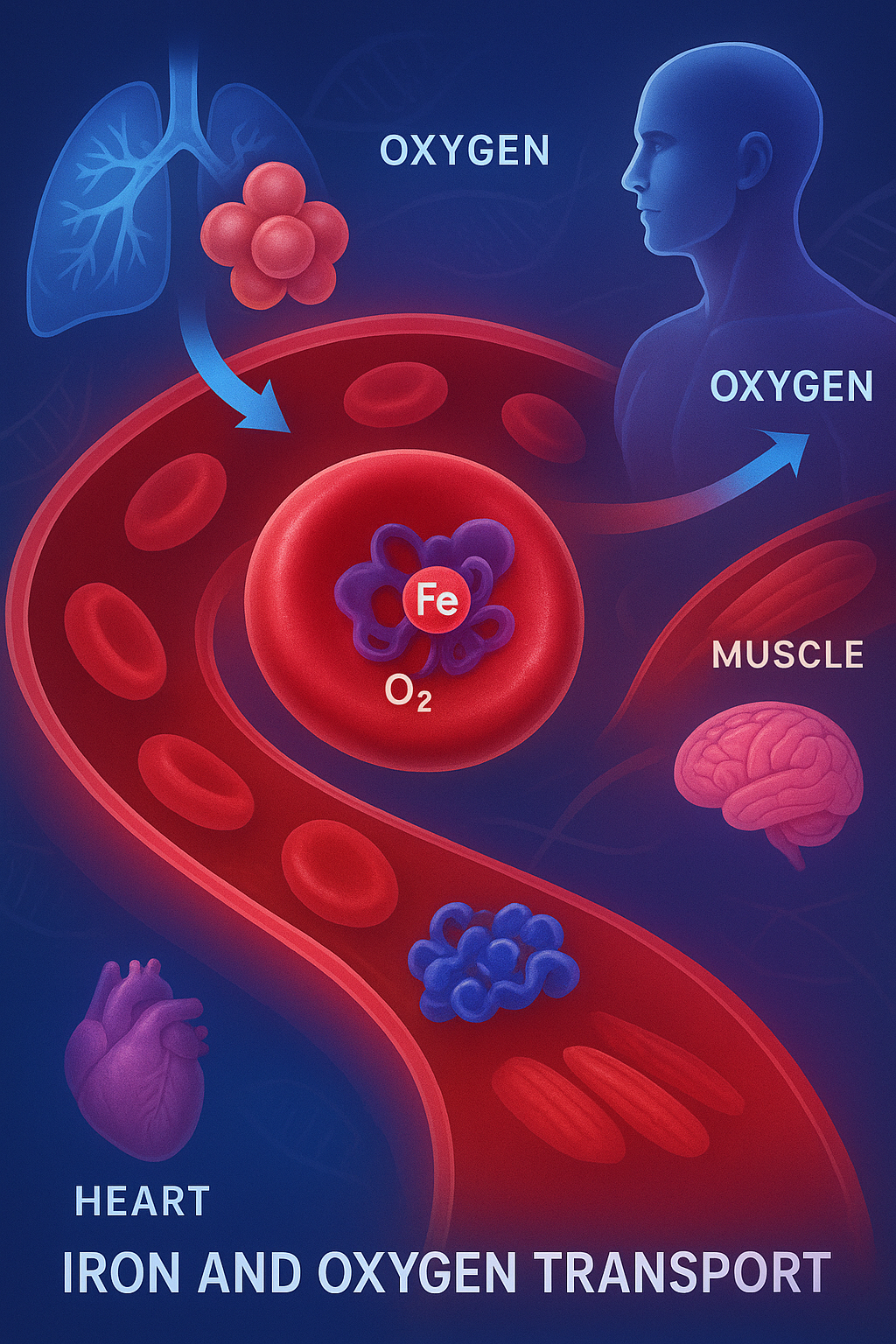 적혈구 (붉은 혈구)가 혈관 속에서 흐르는 장면