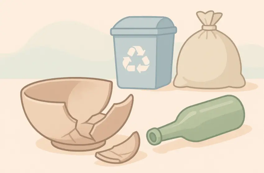 깨진 그릇 버리는 법을 도식화한 일러스트