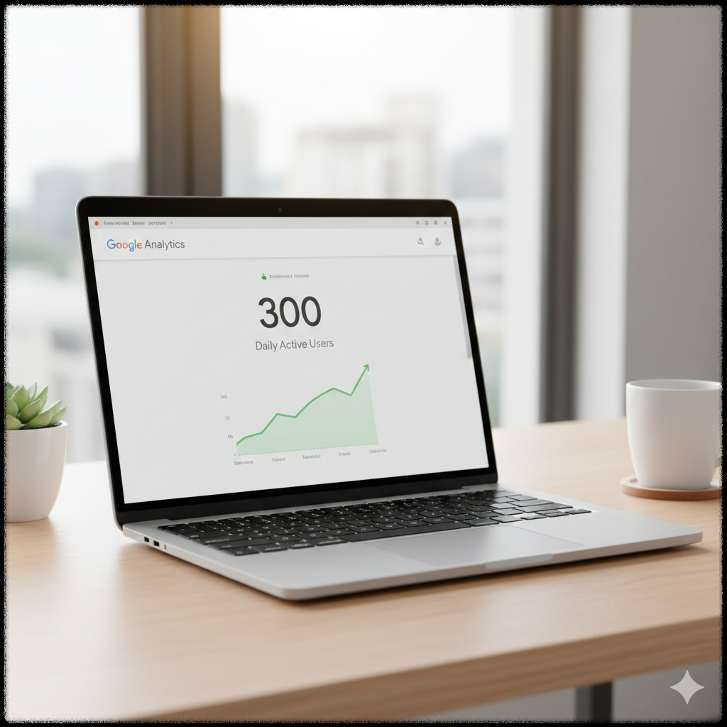 하루 방문자가 300명에 도달한 블로그 트래픽 분석 화면