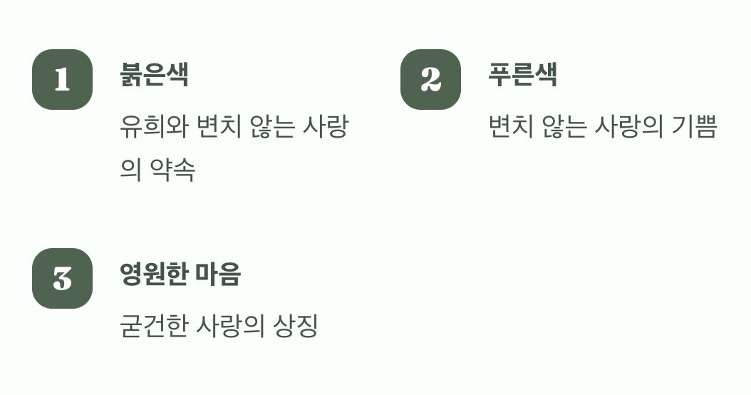 붉은색과 푸른색, 변치 않는 마음의 약속