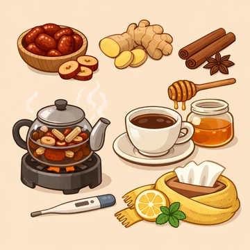 대추와 생강을 넣어 계피차 끓이는 과정3