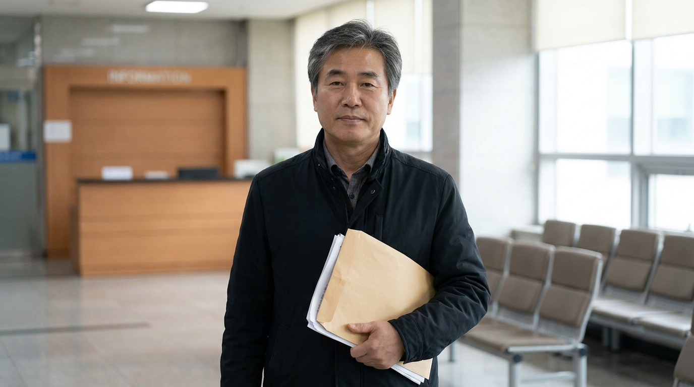 서류 봉투를 들고 있는 중년 남성