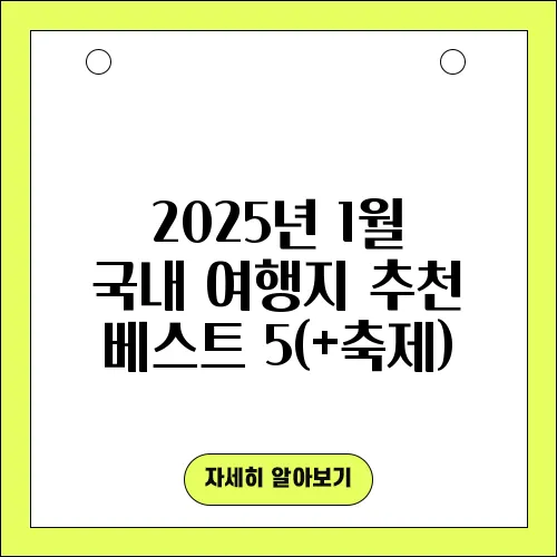 2025년 1월 국내 여행지 추천 베스트 5(+축제)