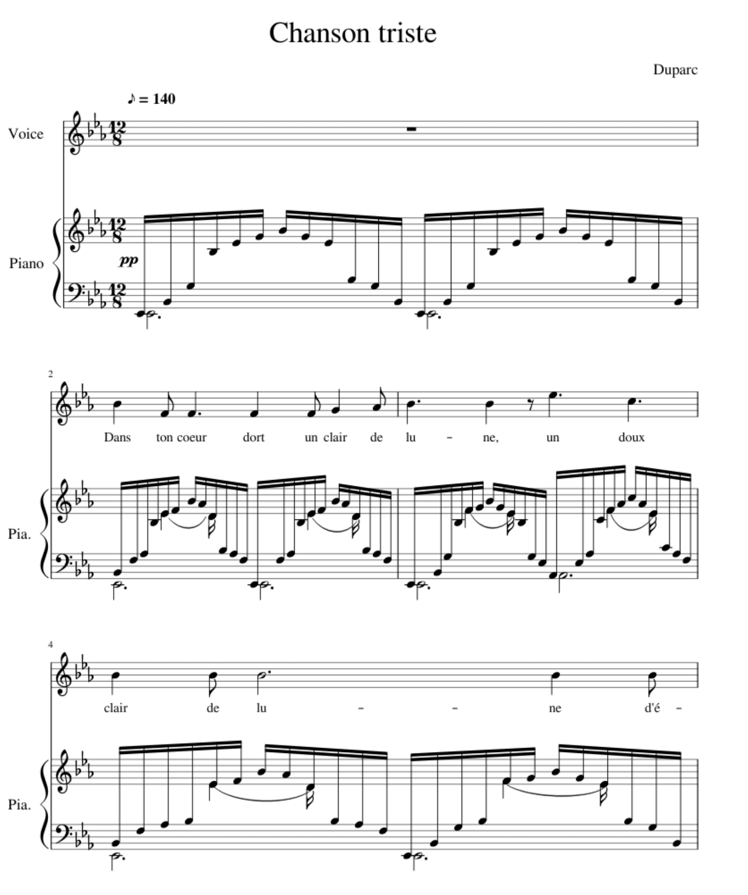 뒤파르크의 "슬픈 노래"