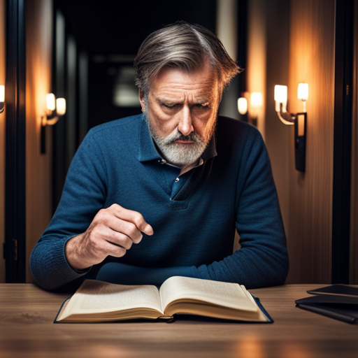 책을 읽는 사람의 모습. 책을 읽고 있지만, 집중하지 못하는 모습